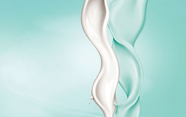 The image appears to be an abstract, cosmetic-style background with flowing translucent ribbons in soft mint green and pearly white. It has a clean, elegant, skincare or beauty-advertisement feel.